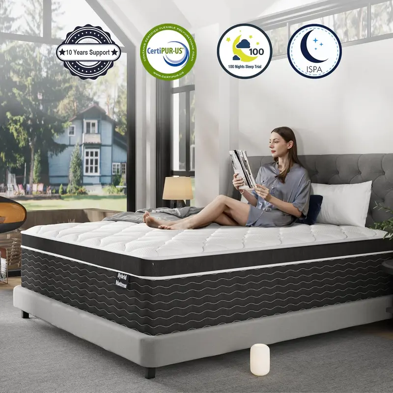 10-Inch Full-Size Hybrid Mattress in a Box: Gel Memory Foam Over Pocketed Coils, Medium-Plush Comfort