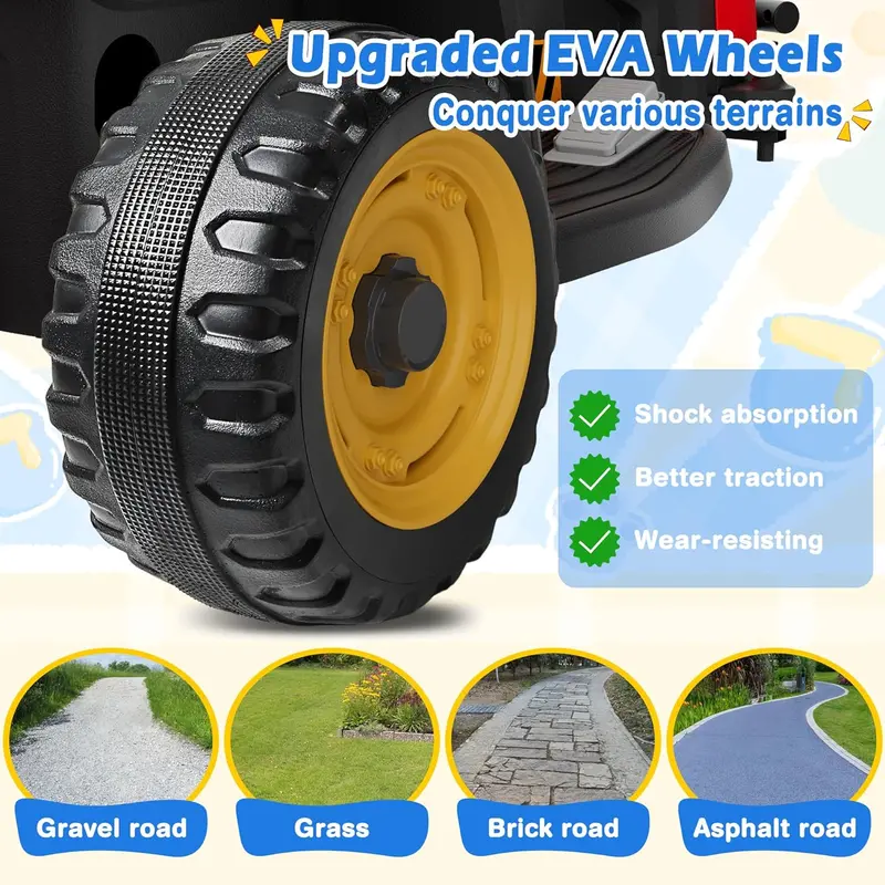 24V Ride-On Tractor for Kids – Tilting Trailer, Dual 65W Motors, Bluetooth Audio, Remote Control & Adjustable Speeds