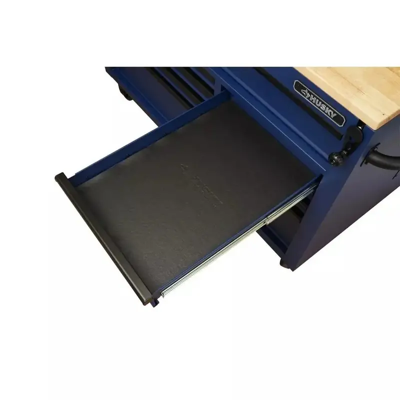 52-Inch 9-Drawer Rolling Workbench – Industrial-Strength Steel Frame with Solid Wood Surface & Matte Blue Coating 2