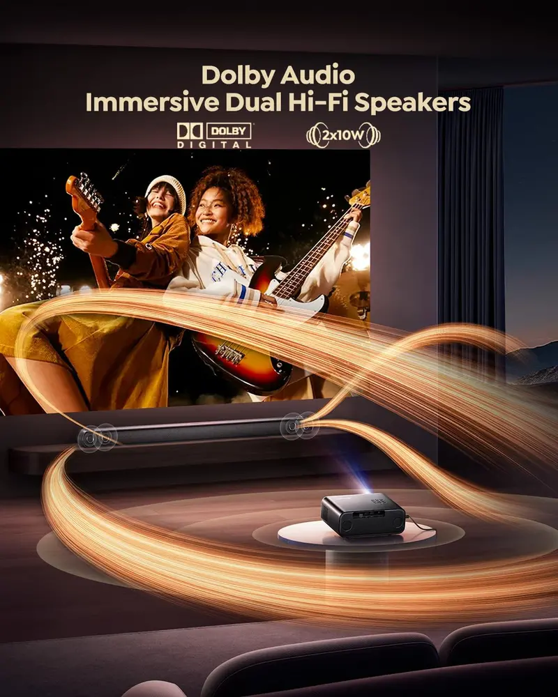 All-Weather Smart Projector Optimized for Outdoor Use — 4K Playback, Licensed Apps, and Dual-Band WiFi/Bluetooth