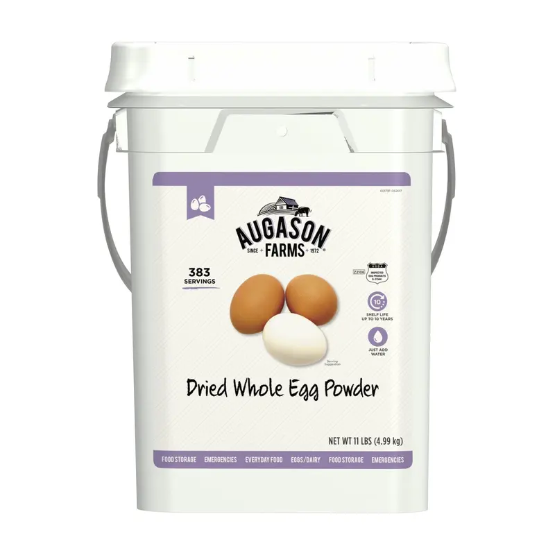 Augason Farms Whole Egg Powder — 11-Pound Emergency Food Pail, 383 Servings, Long-Term Shelf-Stable Protein