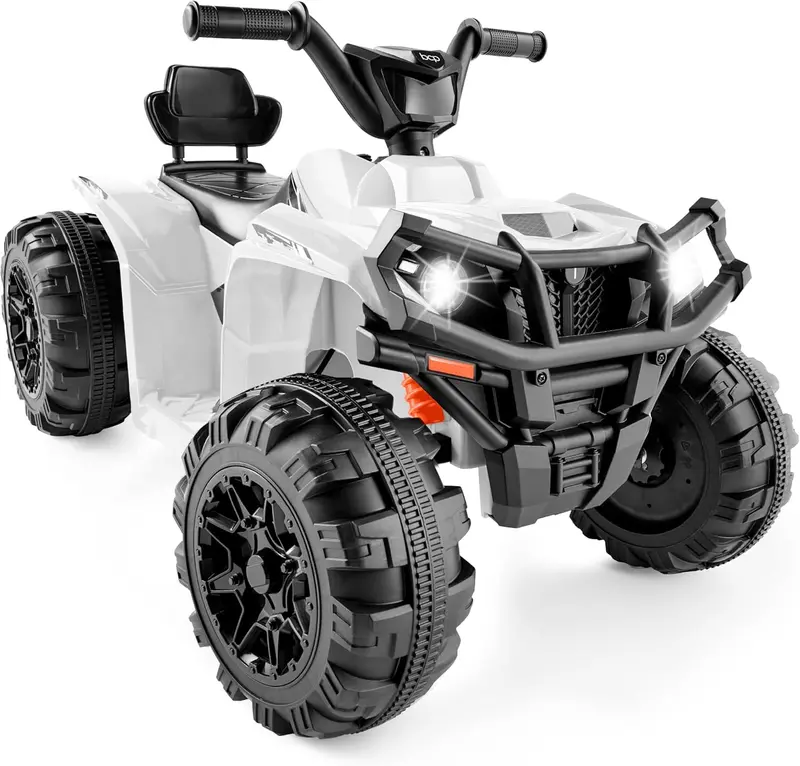 Best Choice Products 12V Kids Electric ATV Quad – Bluetooth Audio, LED Headlights, Treaded Tires & 2.4 mph Max Speed