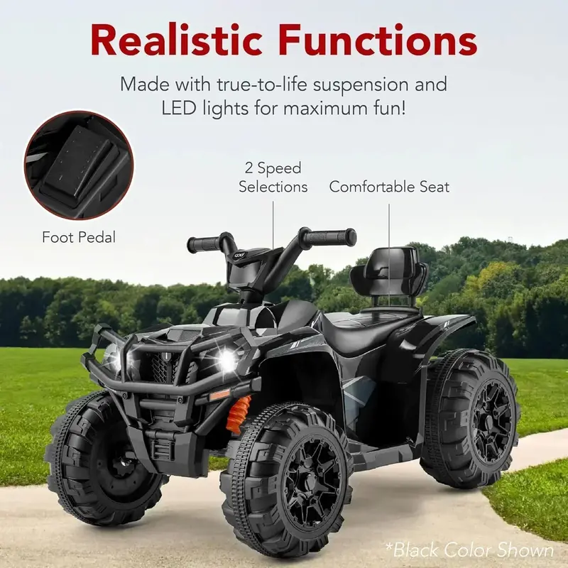 Best Choice Products 12V Kids’ Electric ATV Ride-On – 4-Wheel Quad with Bluetooth Speaker & Safety Features