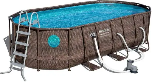 Bestway Power Steel Oval 18-Foot Above-Ground Pool Package – Heavy-Duty Construction with Integrated Filtration System