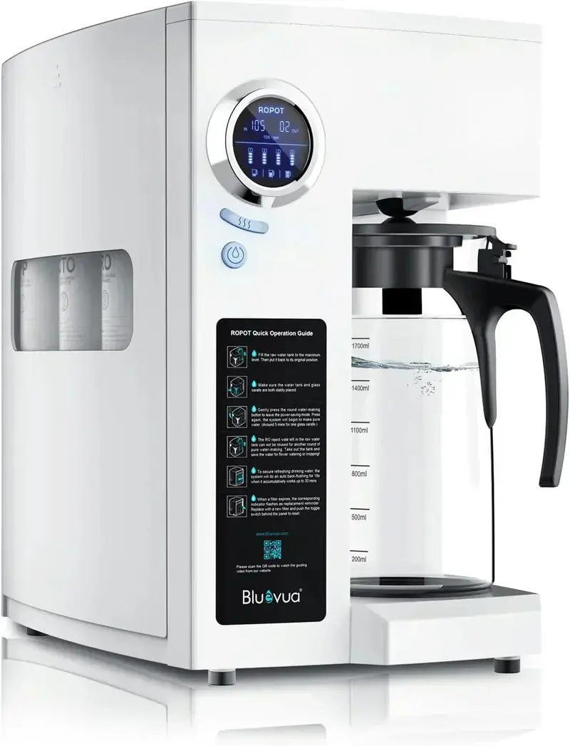 Bluevua RO100ROPOT-UV Countertop Water Filter – Six-Stage Reverse Osmosis System with UV Sterilization