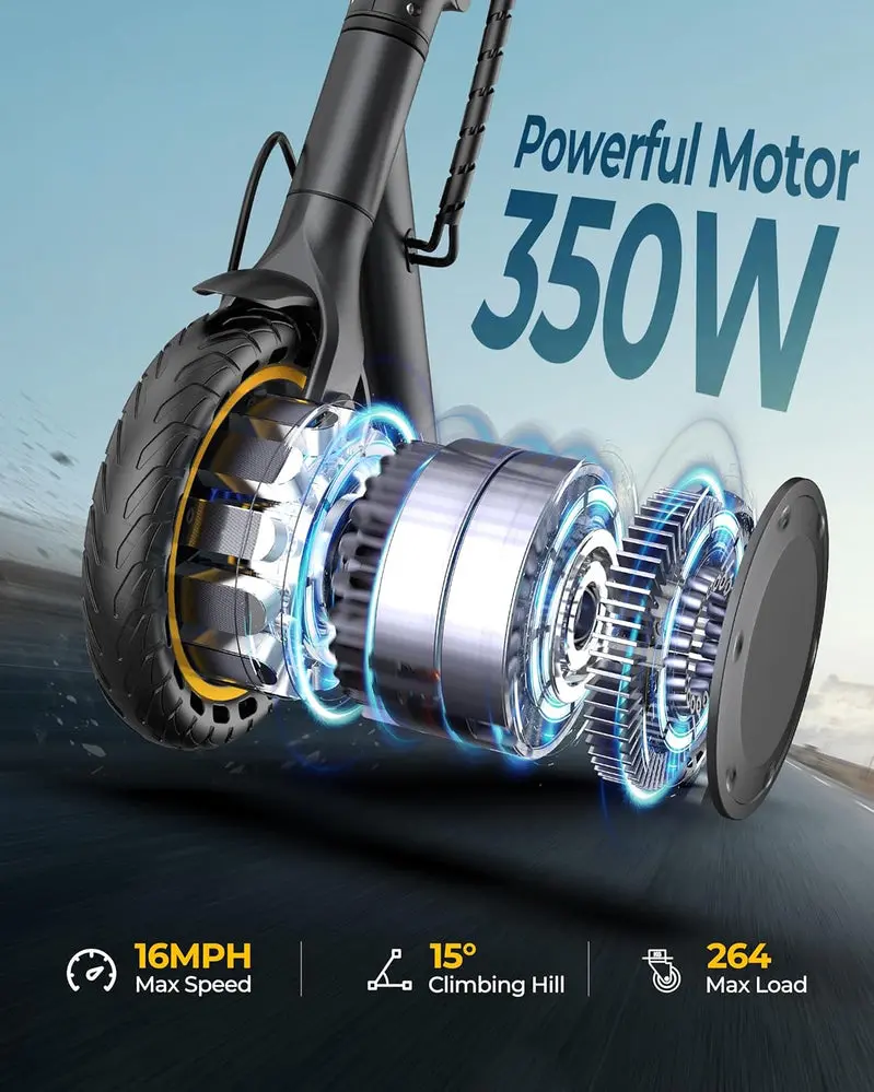 Compact Dual-Power Electric Scooter – 350W/500W Hub Motor, 22 MPH Max Speed, Lightweight Urban Commuter