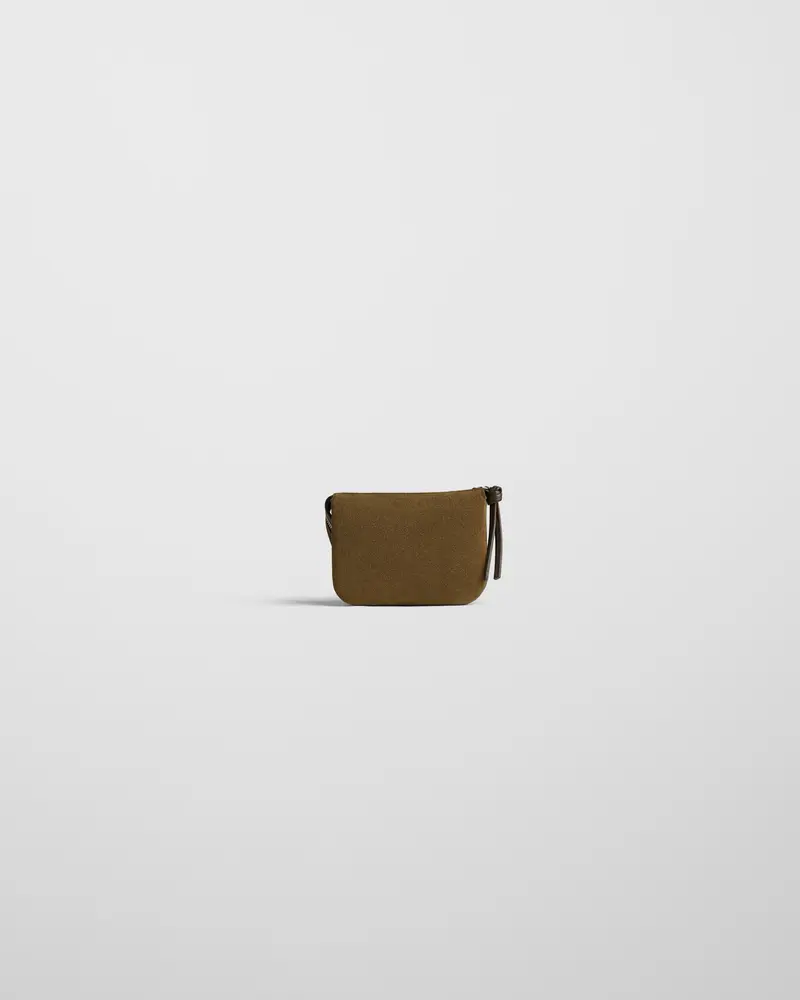 Compact Structured Crossbody Pocket Gig In Olive Suede