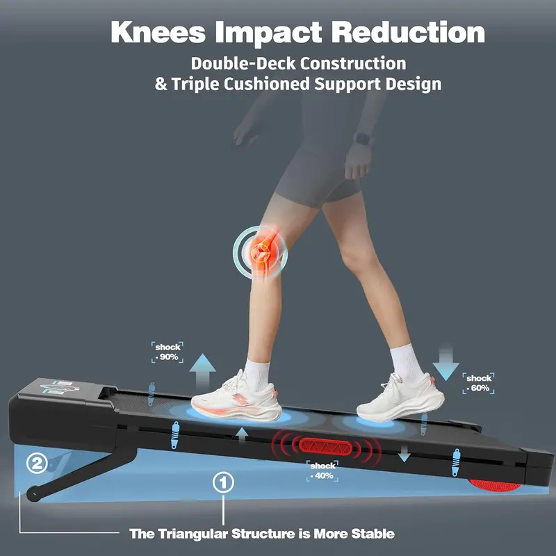 Compact Under-Desk Walking Pad Treadmill – Auto Incline, High Weight Capacity & Bluetooth Audio