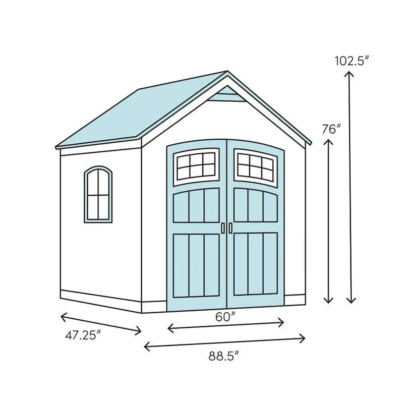 Covington Resin Outdoor Storage Shed – 7.5 ft. W × 4 ft. D Weather-Resistant Structure with Secure Lockable Door