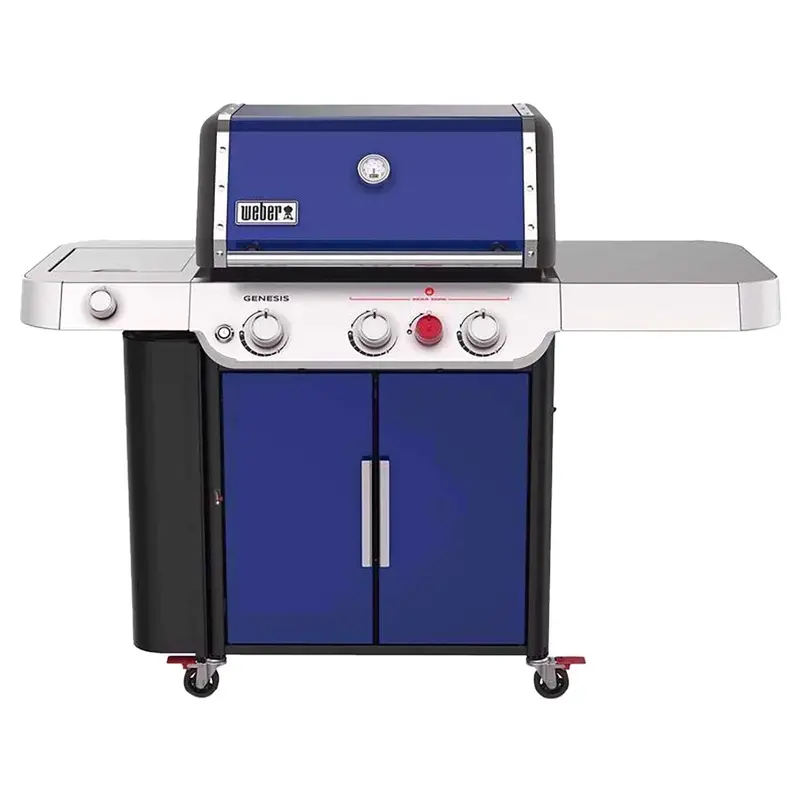 Genesis E-335 Liquid Propane Grill – 3-Burner Model with Deep Ocean Blue Powder-Coated Finish