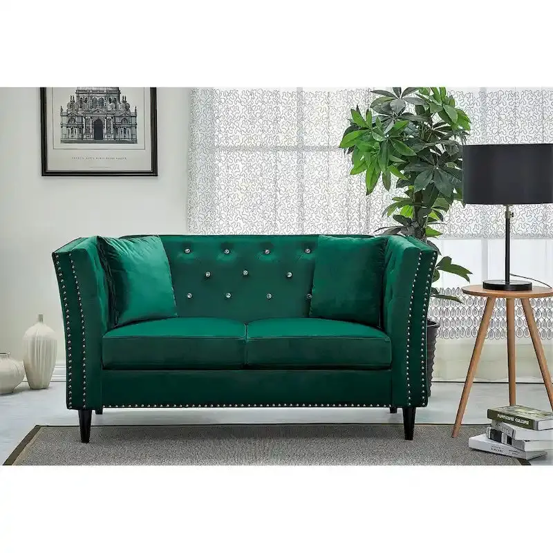 Gracewood Sukikim Velvet Loveseat – Compact Two-Seat Sofa with Textured Modern Upholstery
