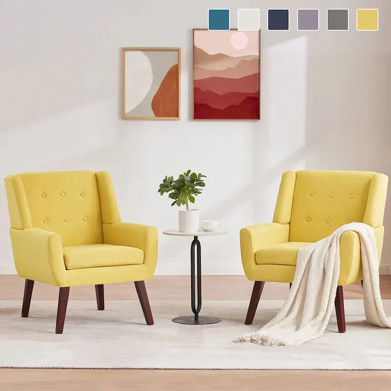 HUIMO Modern Tufted Accent Chairs – Stylish Two-Piece Set in Premium Fabric