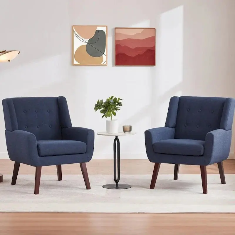 HUIMO Modern Tufted Accent Chairs – Stylish Two-Piece Set in Premium Fabric 2