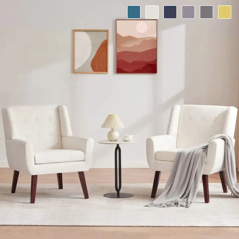 HUIMO Modern Tufted Accent Chairs – Stylish Two-Piece Set in Premium Fabric