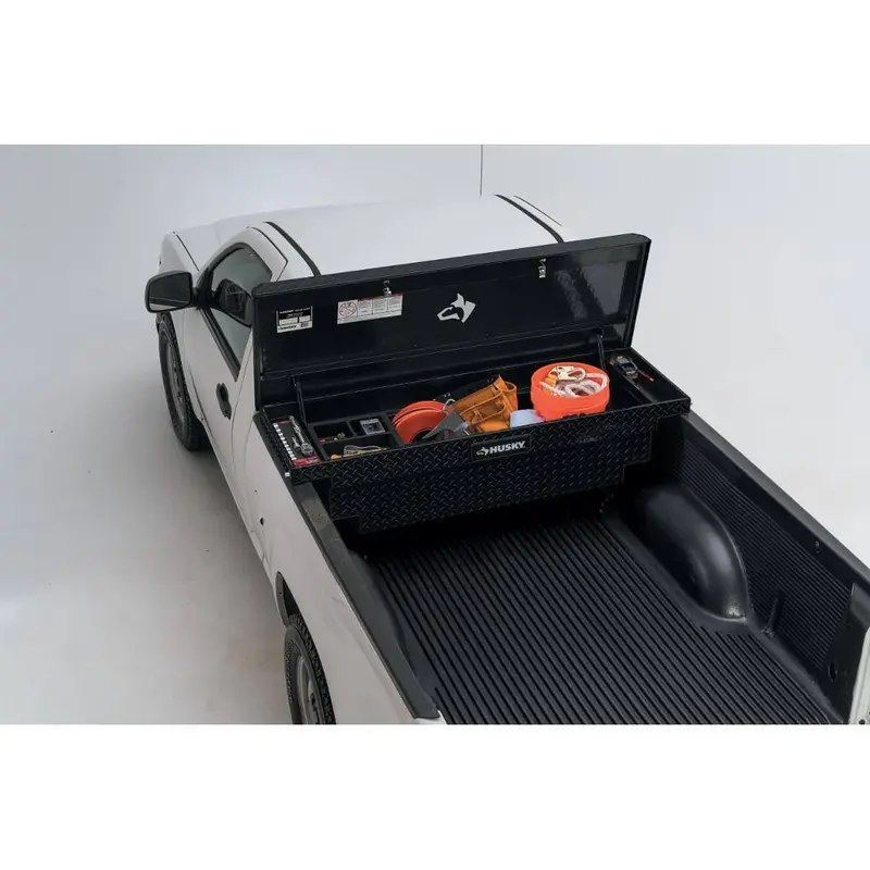 Husky Low-Profile Aluminum Truck Toolbox – Black, Lightweight, Precision Fit for Mid-Size Pickup Beds