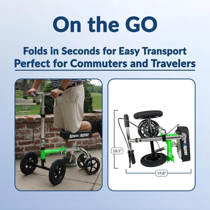 Hybrid All-Terrain Knee Scooter – Compact Recovery Walker for Foot & Ankle Injuries, Heavy-Duty Green Model