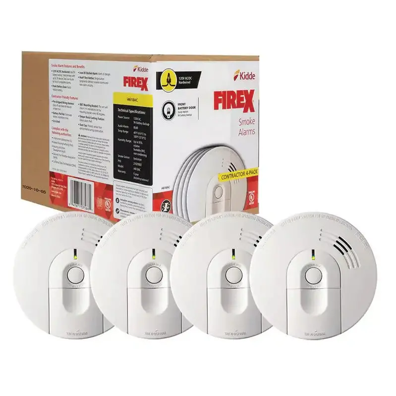 i4618 Hardwired Smoke Detector – 4-Pack Ionization Alarms, 120V AC Powered with 9V Battery Backup