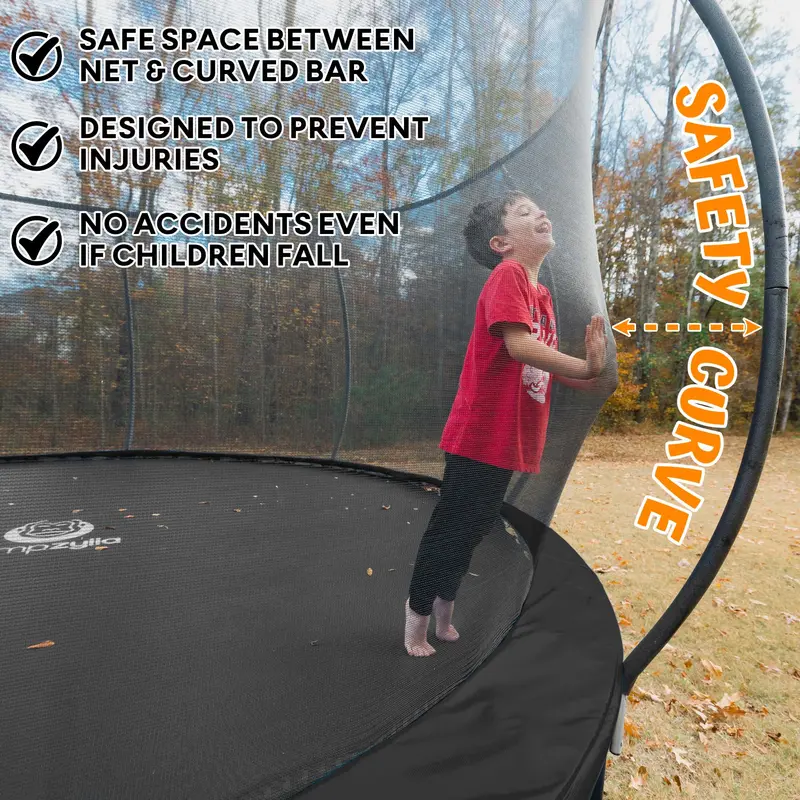JUMPZYLLA 8-Foot Round Trampoline with Enclosed Safety Net – Family-Safe Outdoor Bouncing Solution