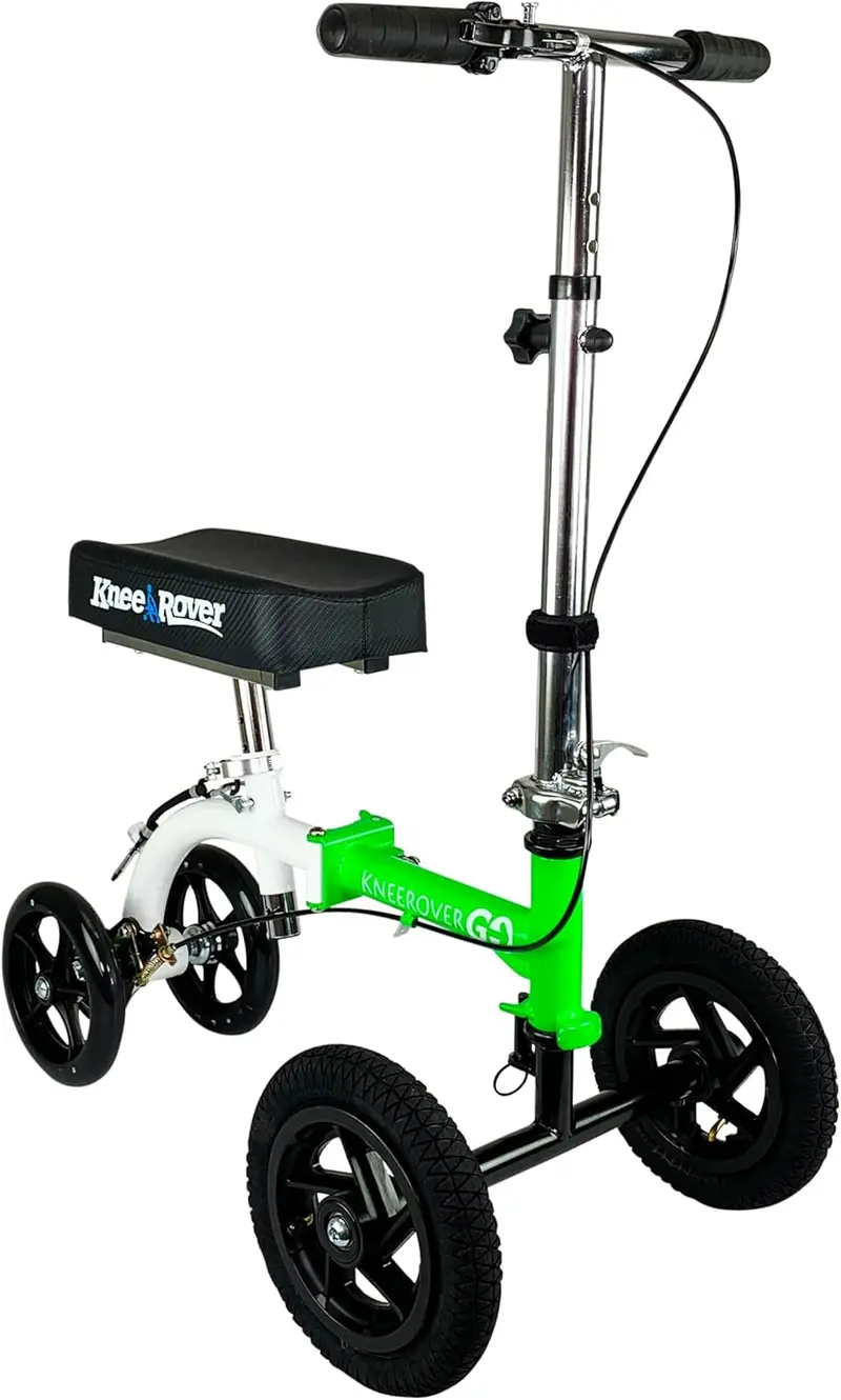 KneeRover GO HYBRID Knee Scooter – Compact All-Terrain Mobility Device with Adjustable Height and Race Car Green Finish