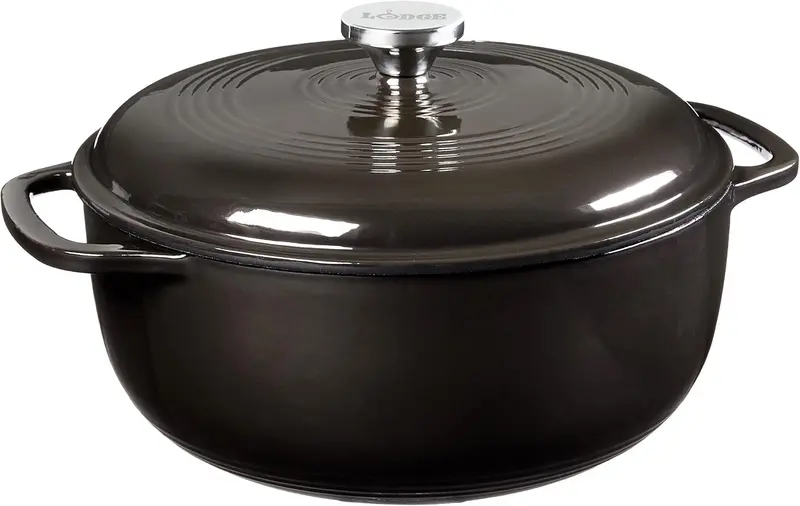 Lodge Caribbean Blue 6-Quart Enamel-Coated Cast Iron Dutch Oven Featuring Tight-Seal Lid and Ergonomic Dual Handles