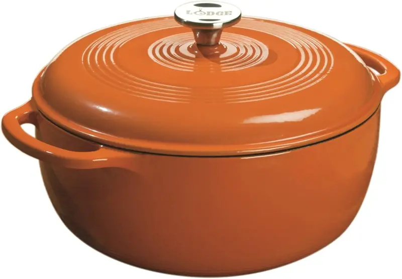 Lodge Caribbean Blue 6-Quart Enamel-Coated Cast Iron Dutch Oven Featuring Tight-Seal Lid and Ergonomic Dual Handles