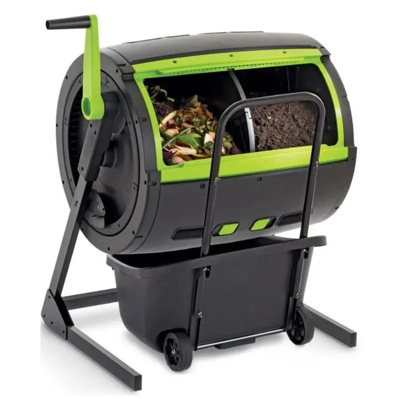 Maze 65-Gallon Dual-Bin Compost Tumbler – Wheeled Design for Effortless Rotation & Transport