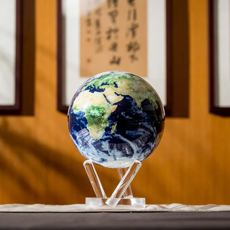 MOVA Light-Powered 4.5-Inch Rotating Globe — Self-Sustaining Earth Display with Cloud-Finish Surface