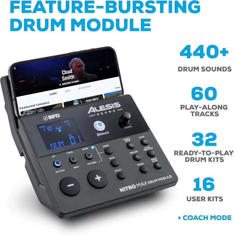 Nitro Max Bluetooth Electric Drum Kit with Mesh Heads & Studio-Grade Sound