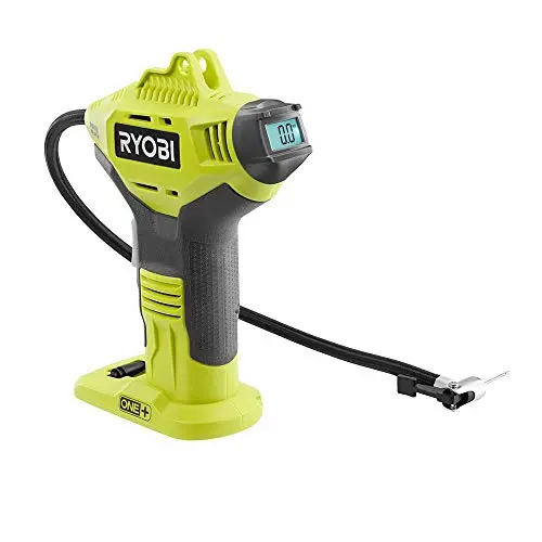 RYOBI ONE+ 18V Cordless Air Inflator — Digital Pressure Readout, Compact Tire Inflation Tool Powered by Lithium-Ion Battery