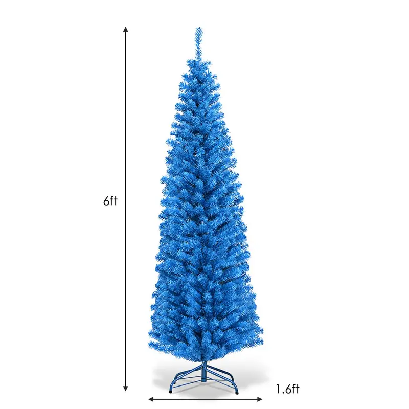 Slim 6-Foot Blue Pencil Christmas Tree – Compact Artificial Design for Small Spaces 2