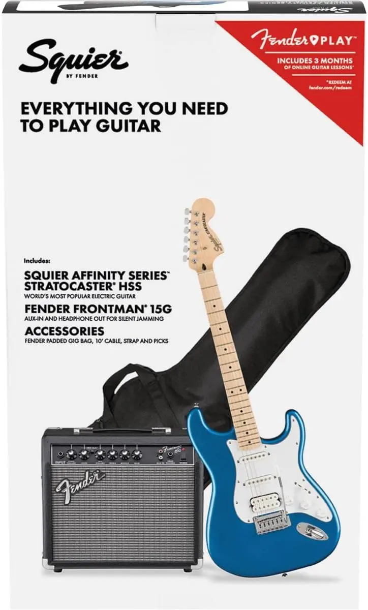 Squier Affinity Stratocaster HSS Electric Guitar – Maple Fingerboard & Lake Placid Blue Finish
