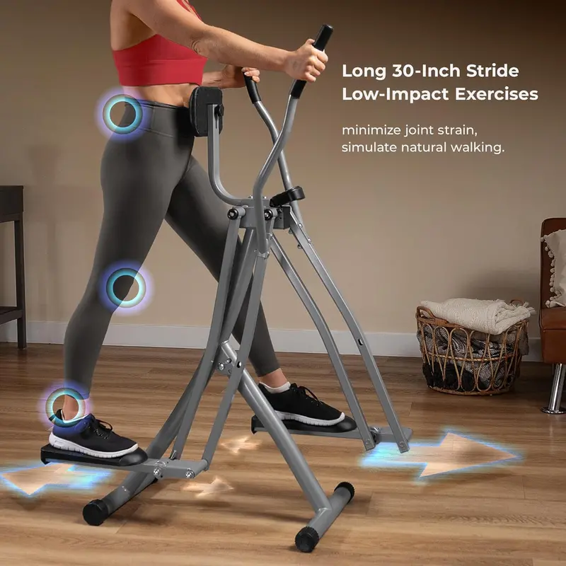 Sunny Health Smart Air Walker Elliptical – Low-Impact Glider with 30-Inch Stride, Bluetooth Connectivity & SunnyFit App Integration