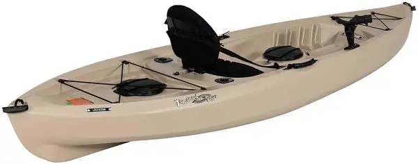 Tamarack Angler 100 Fishing Kayak – 10-Foot UV-Stabilized HDPE Hull with Paddles, Ergonomic Adjustable Seat, and Integrated Rod Holders (Tan)