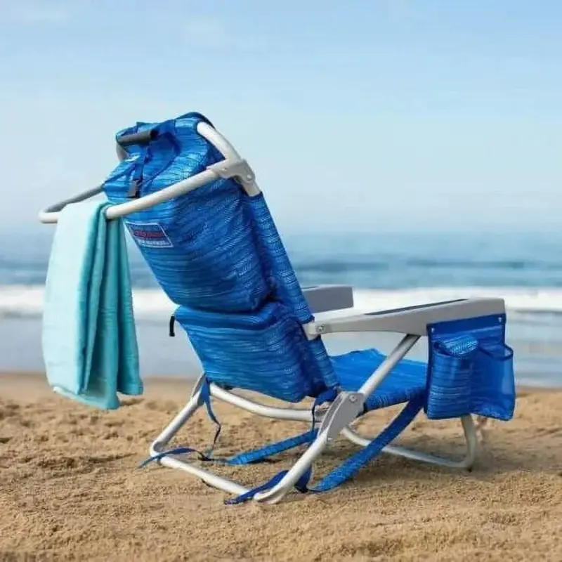 Tommy Bahama Soleil Blue Backpack Beach Chairs – Portable 2-Pack Folding Set