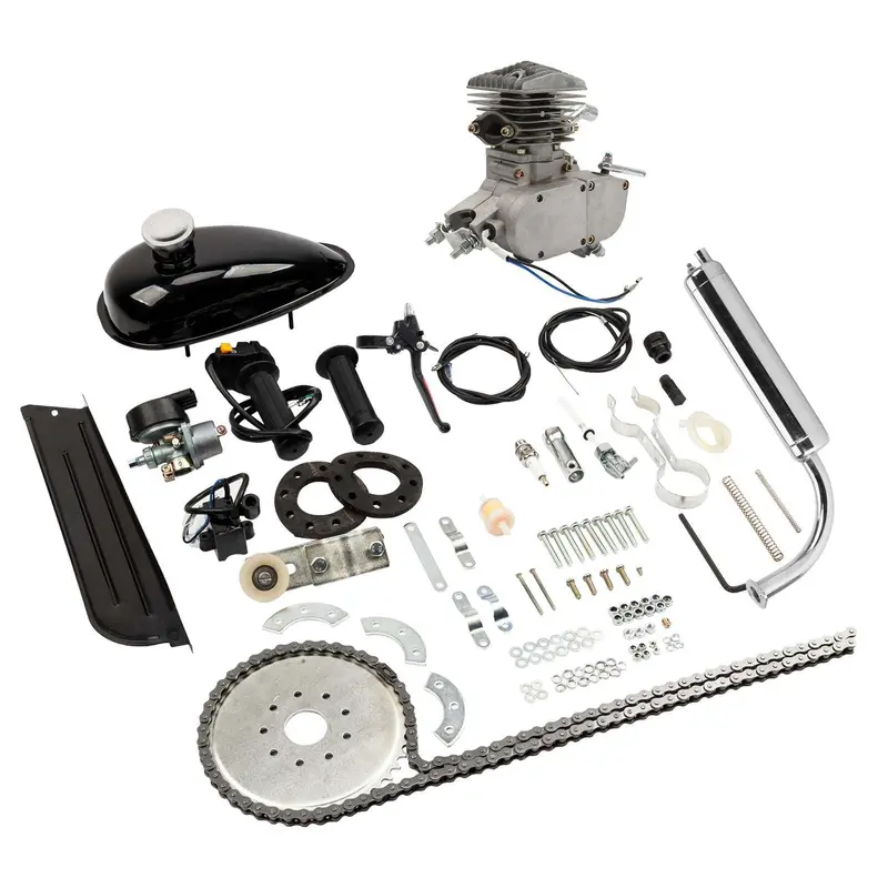 Zimtown 80cc 2-Stroke Bicycle Motor Kit — Silver-White Engine Conversion System for Standard 26-Inch Road Bikes